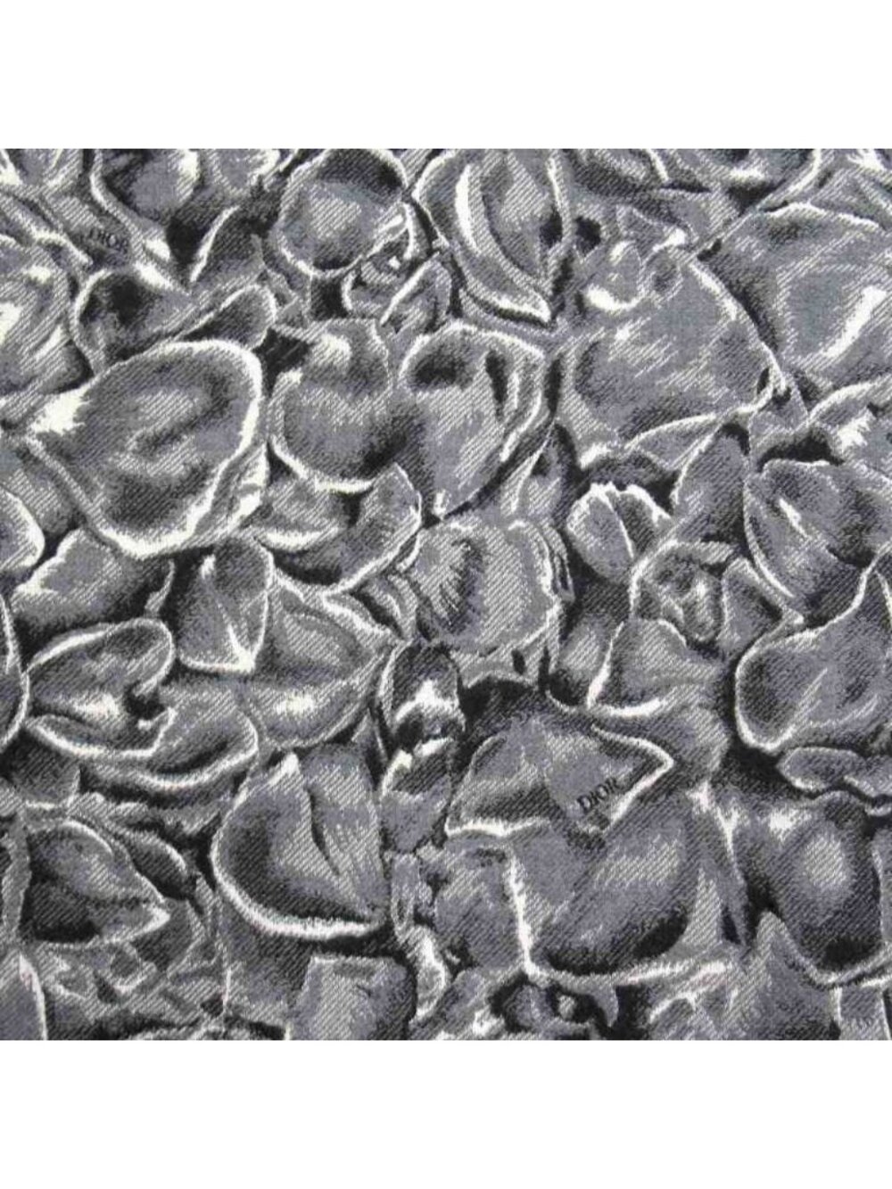 Dior Jardin All Over Pattern Throw Wool Large Shawl Logo Black Gray Scarf - Picture 3 of 5
